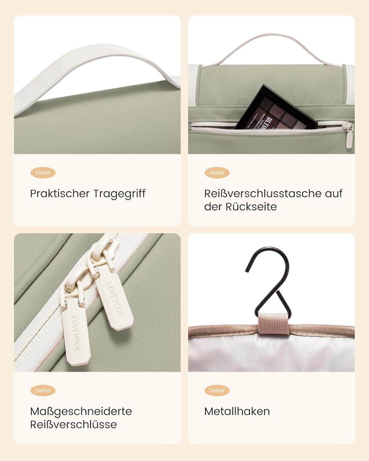 Wasserdichter Kulturbeutel zum Aufhängen für Damen, Großes Waschtasche