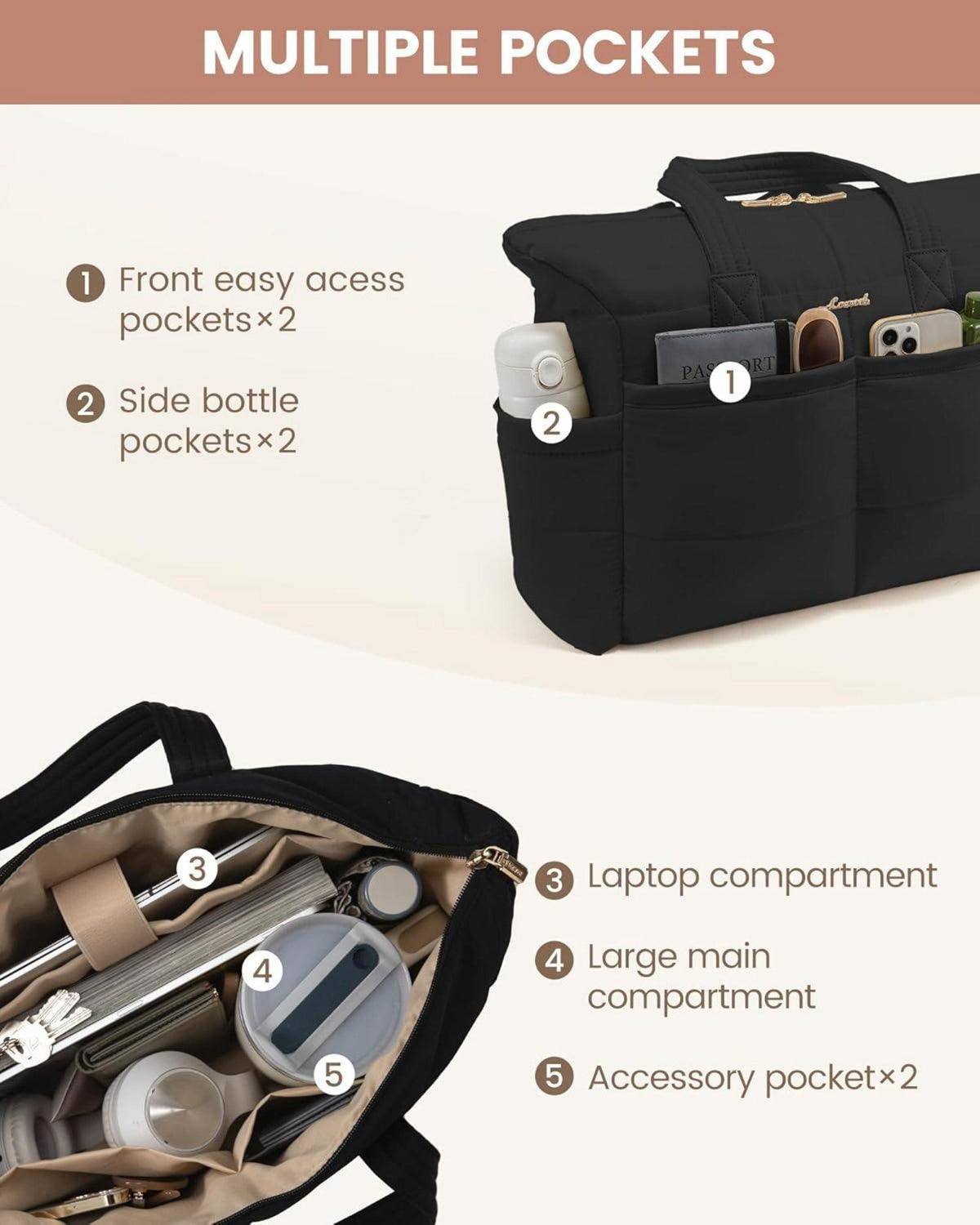 Laptoptasche Damen 15,6 Zoll Handtasche Arbeitstasche Wasserdicht