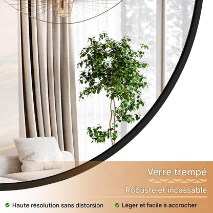 Runder Wandspiegel 106cm, Schwarz – Modern & Elegant