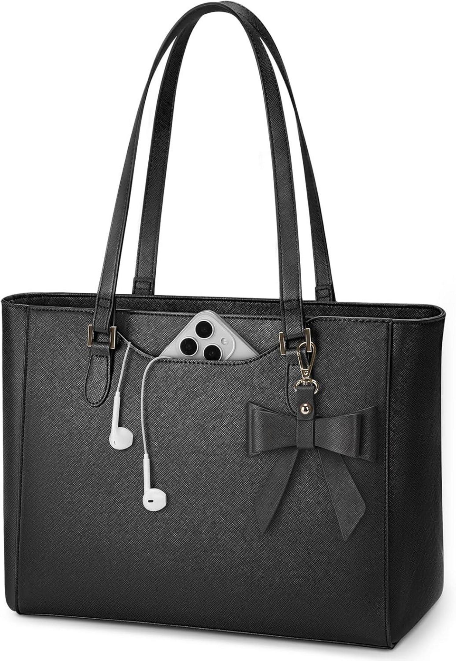 Große Schwarze Handtasche Wasserdichtes Leder Schmetterlingsschleife