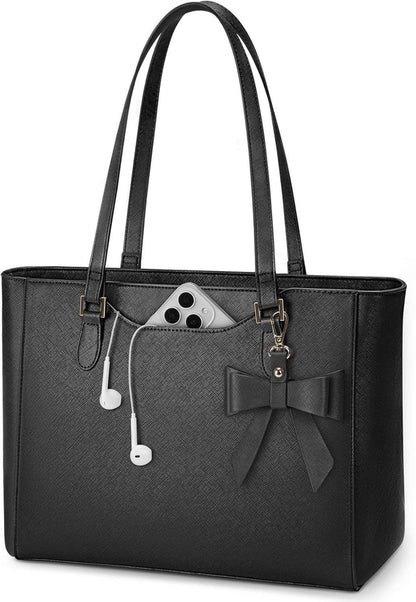 Große Schwarze Handtasche Wasserdichtes Leder Schmetterlingsschleife