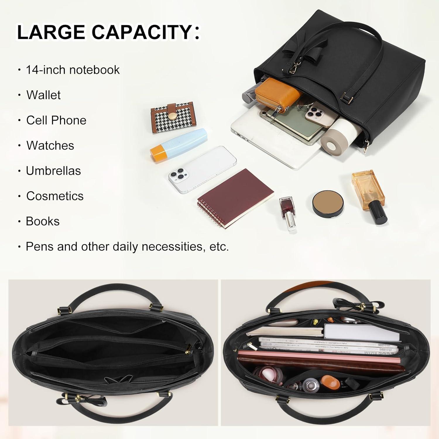 Große Schwarze Handtasche Wasserdichtes Leder Schmetterlingsschleife