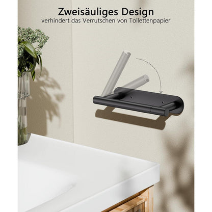 Edelstahl Toilettenpapierhalter ohne Bohren, Schwarz