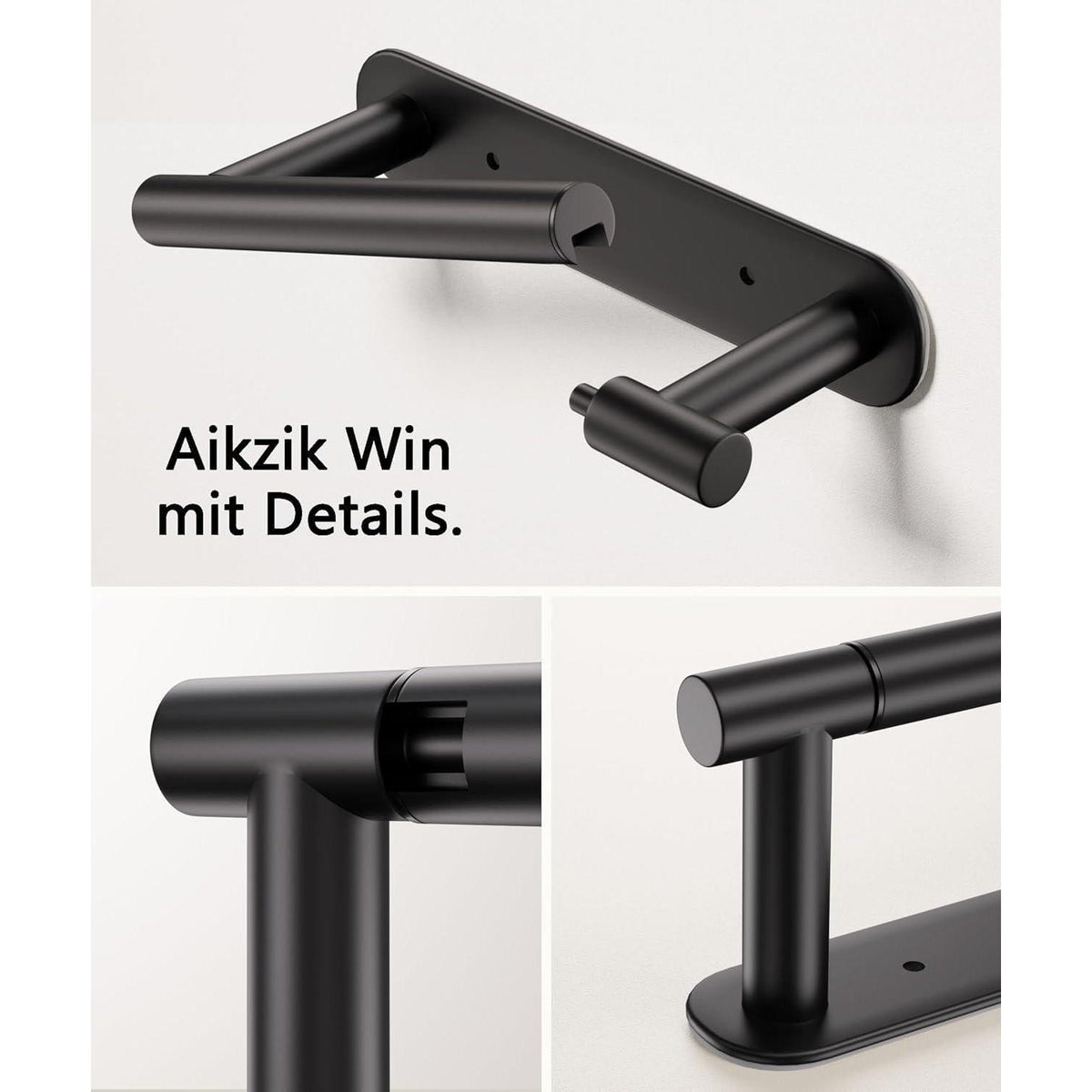 Edelstahl Toilettenpapierhalter ohne Bohren, Schwarz