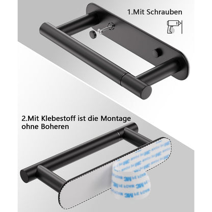 Edelstahl Toilettenpapierhalter ohne Bohren, Schwarz