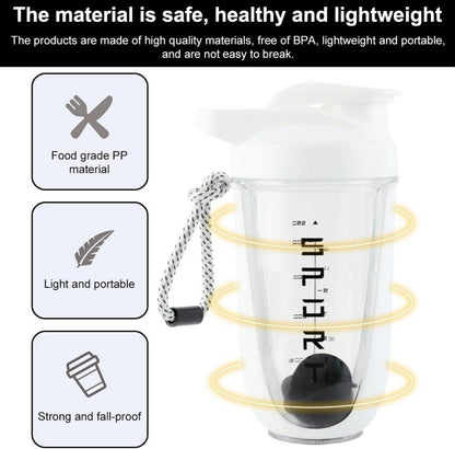 Protein Shaker 600ml mit Kugel und Sieb, Auslaufsicher