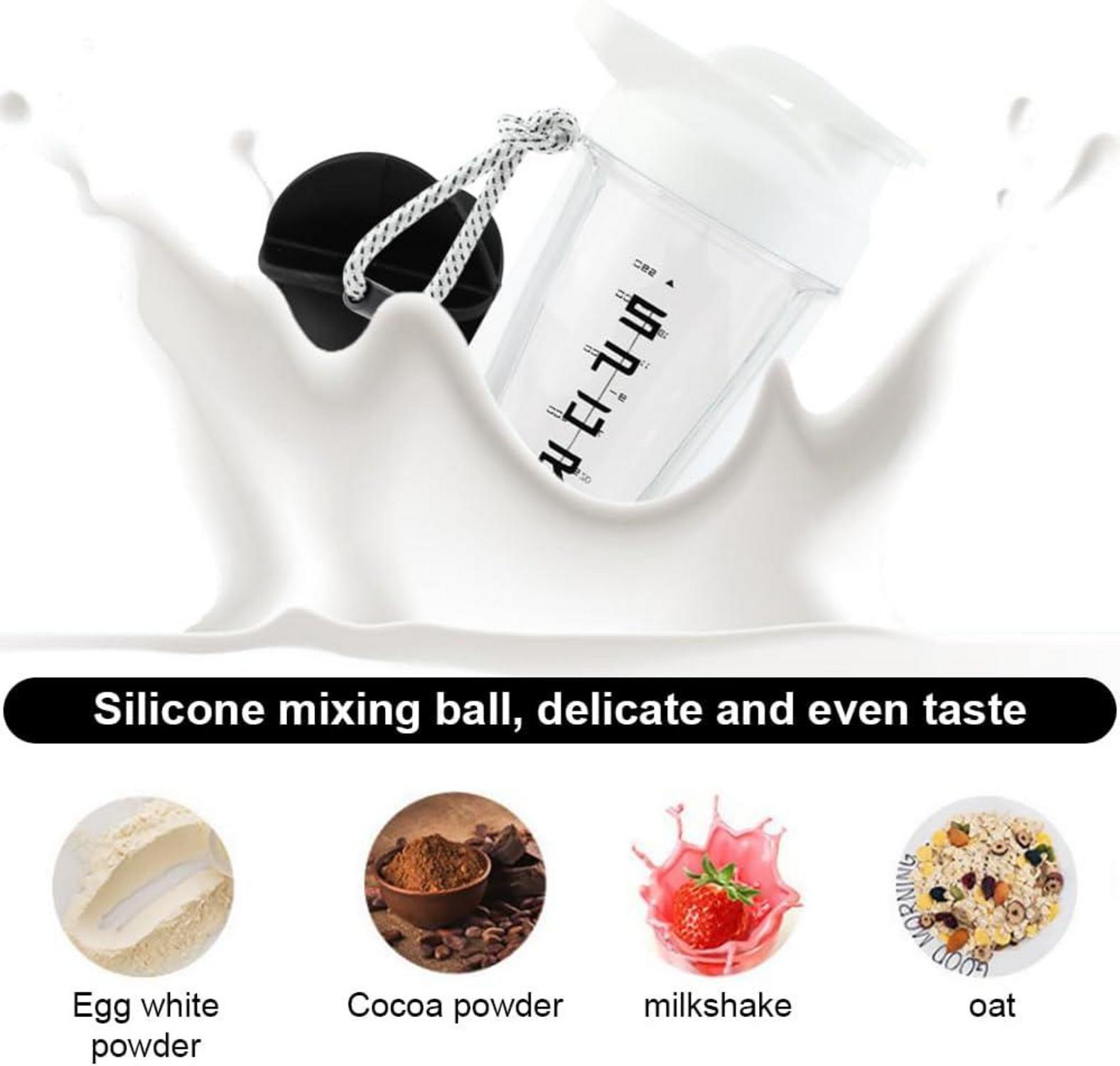600ml Protein Shaker mit Kugel und Sieb, Auslaufsicher, BPA-frei