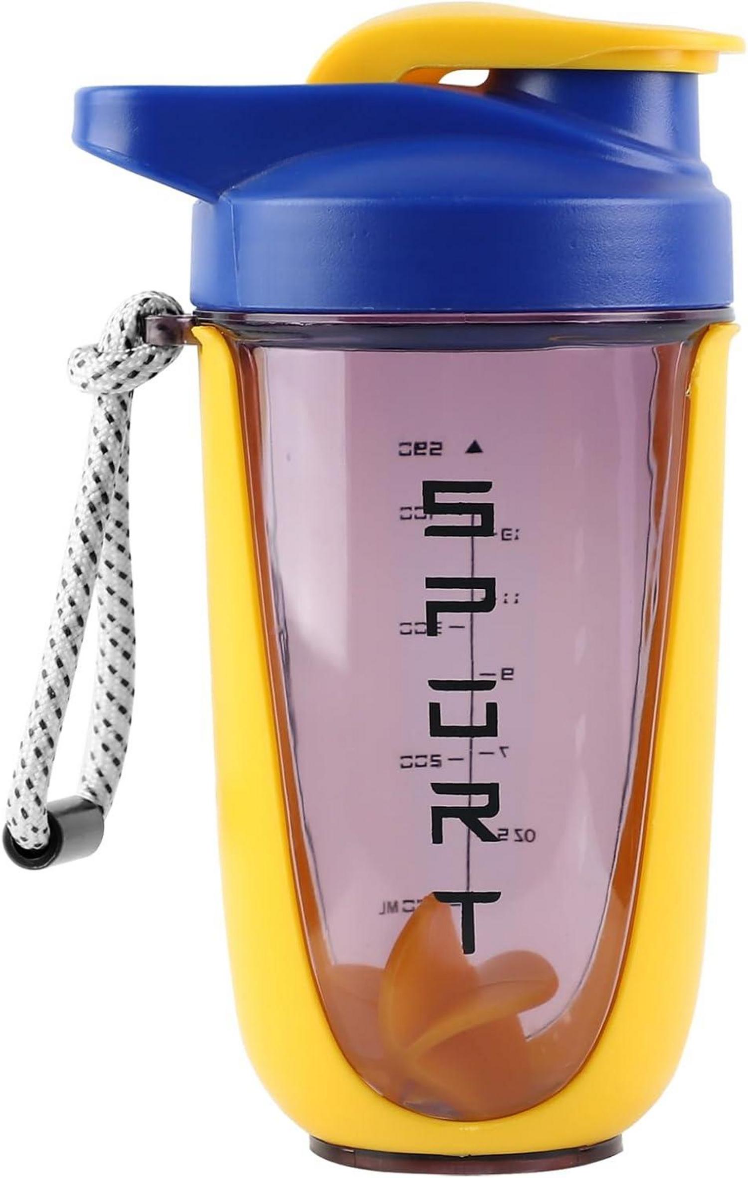 Protein Shaker 600ml mit Mixerkugel, Sieb, Mess-Skala & Auslaufsicher