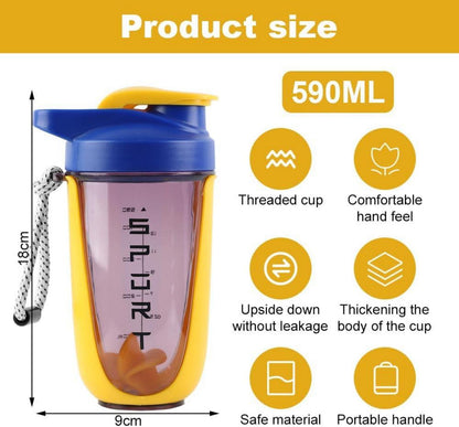 600ml Protein Shaker mit Kugel und Skala, Auslaufsicher