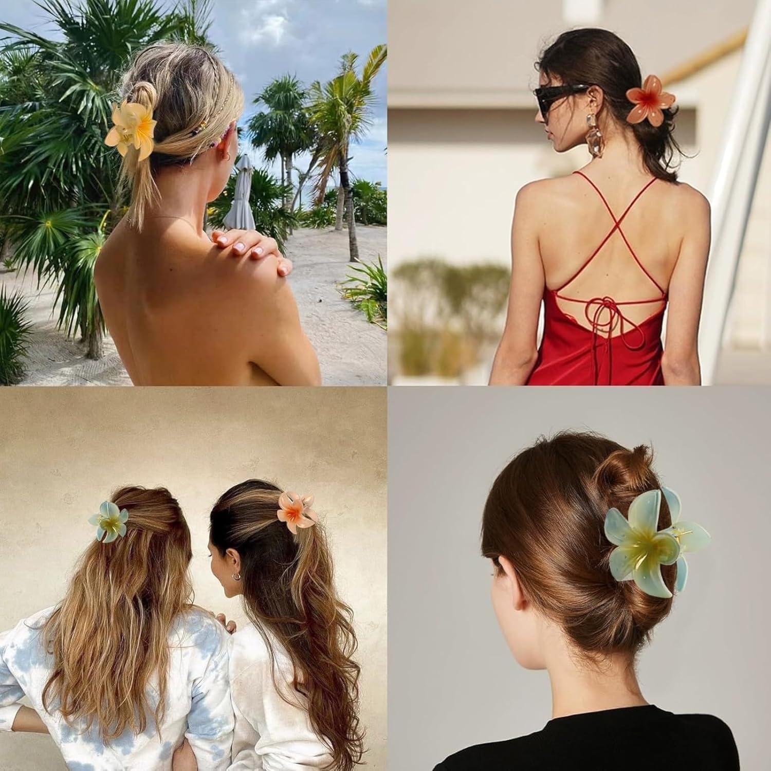 6er Set Flower Hair Clips Acryl Haarspangen Hawaii Blumen Haarklammern