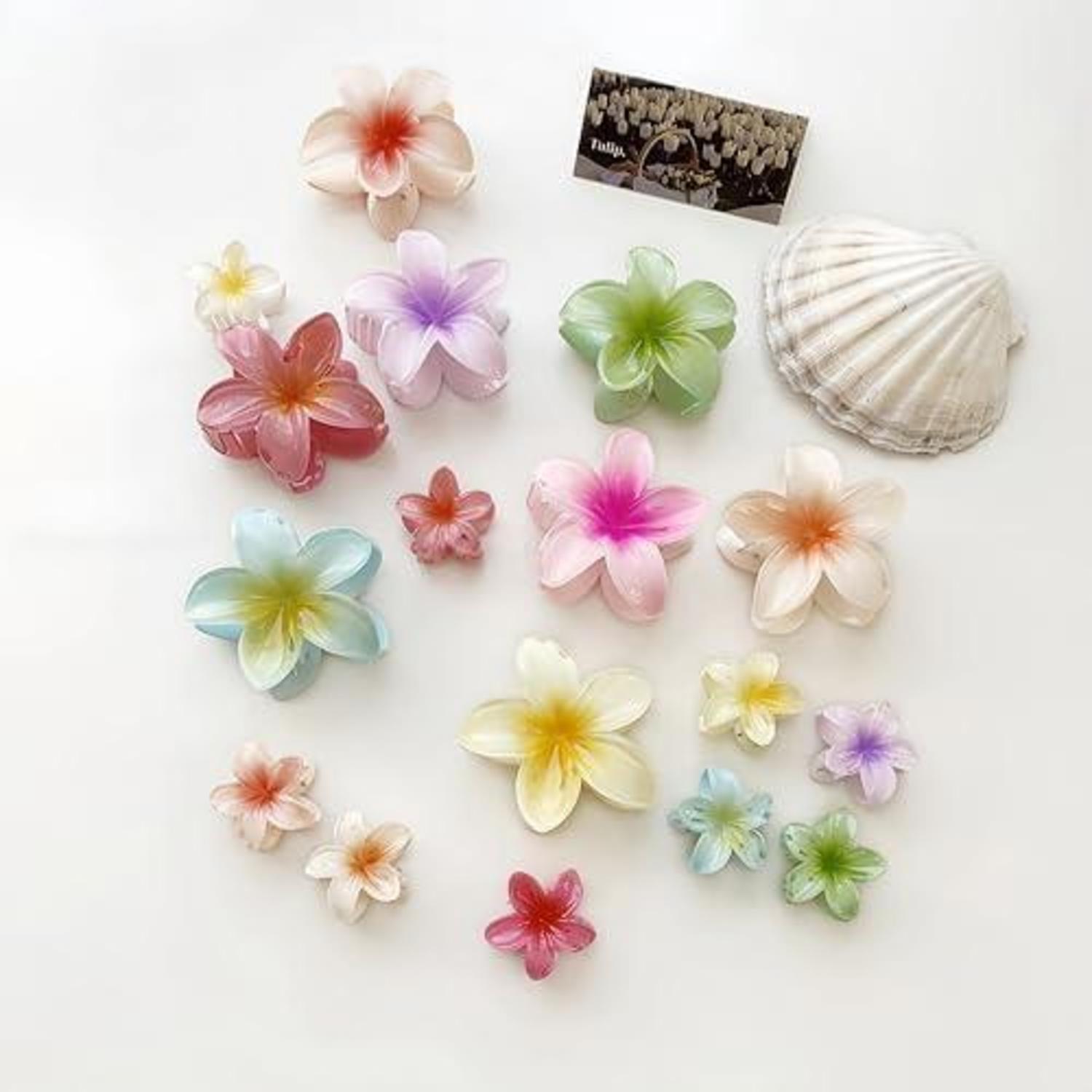 8 Blumen-Haarklammern Acryl Rutschfeste Hawaii Clips
