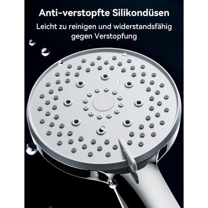 Duschkopf Hochdruck mit 5 Strahlarten, Silber