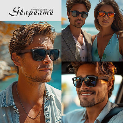 Polarisierte Retro-Sonnenbrille Holz Schwarz UV400 Fashion
