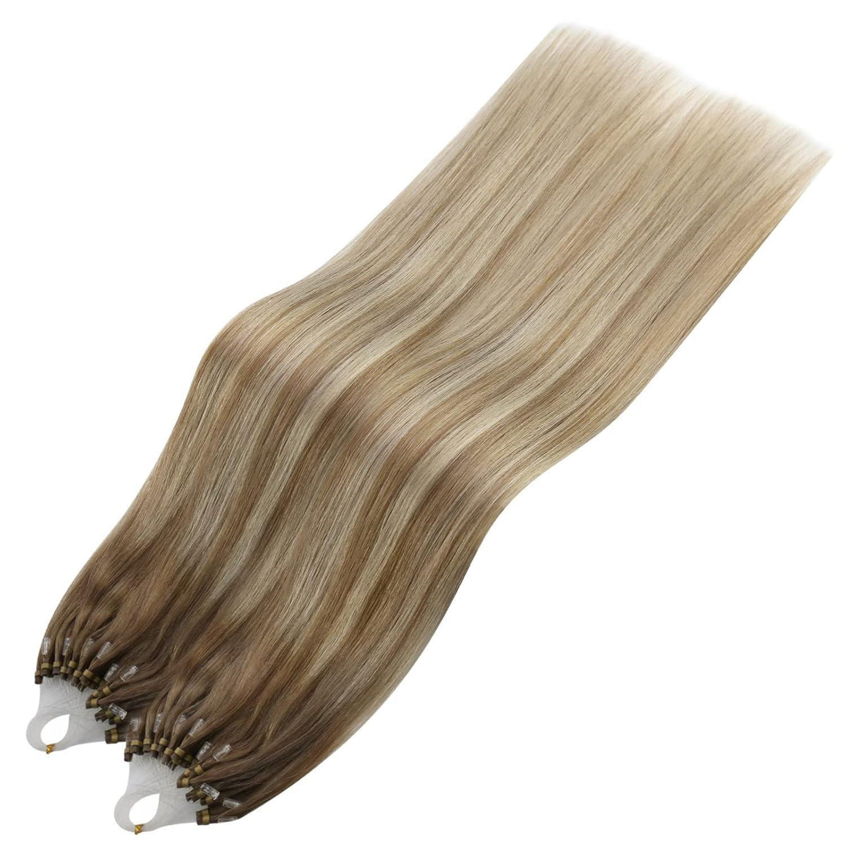 Echthaar Micro Ring Extensions Ombre Braun Blond 40cm