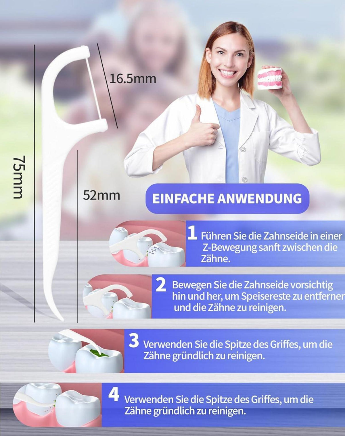 Zahnseide Stick 200 Stück Dental Floss Zahnreinigung