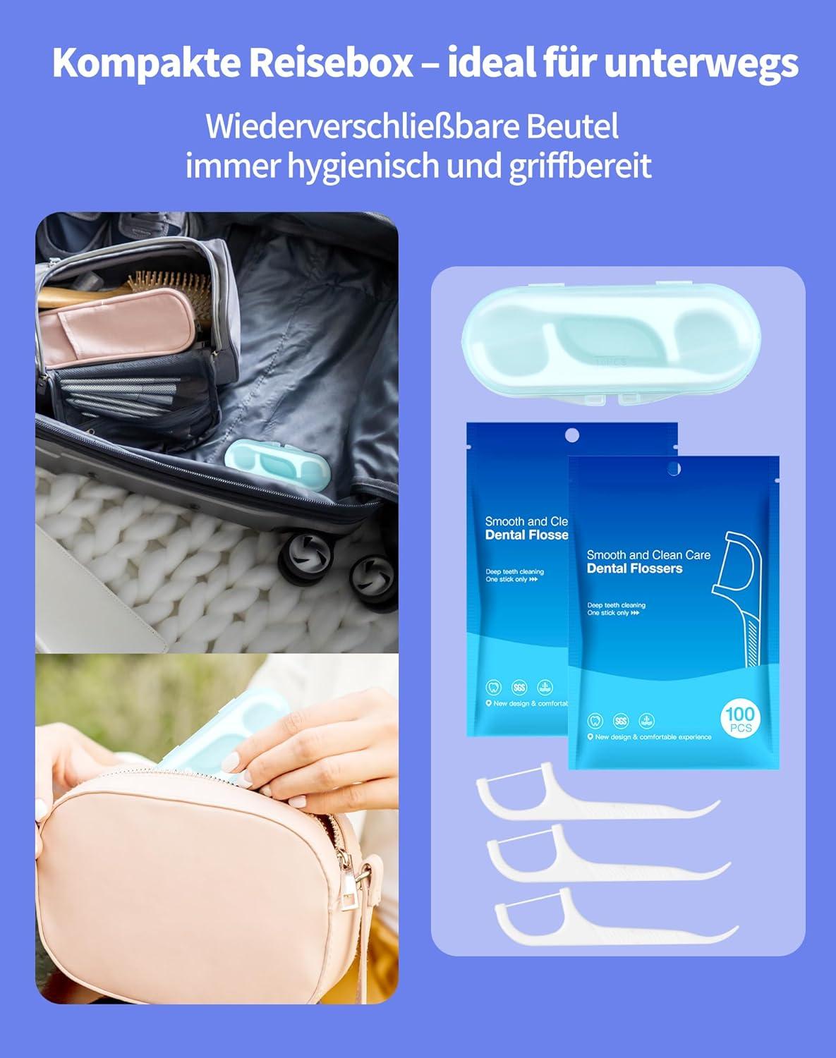 Zahnseide Sticks 200 Stück mit Zahnstocher für ein gründliches Zahnreinigungserlebnis