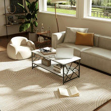 Marmor Couchtisch Weiß Modern mit Stauraum für Wohnzimmer