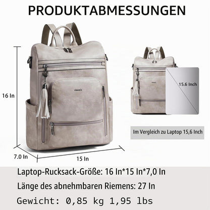 Rucksack Damen Laptopfach 15,6 Zoll Wasserdicht Business in Lederoptik