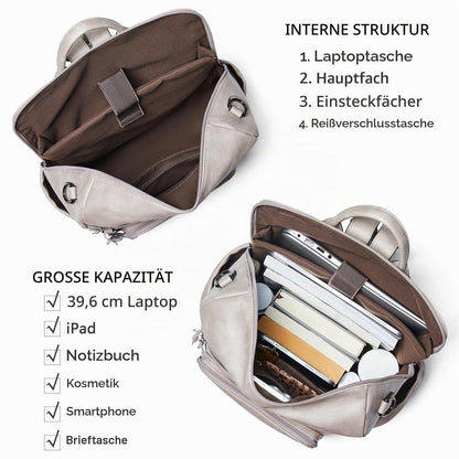 Rucksack Damen Laptopfach 15,6 Zoll Wasserdicht Business in Lederoptik