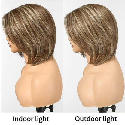 Braune Bob-Perücke mit Lace Front – 25 cm, T-Teil