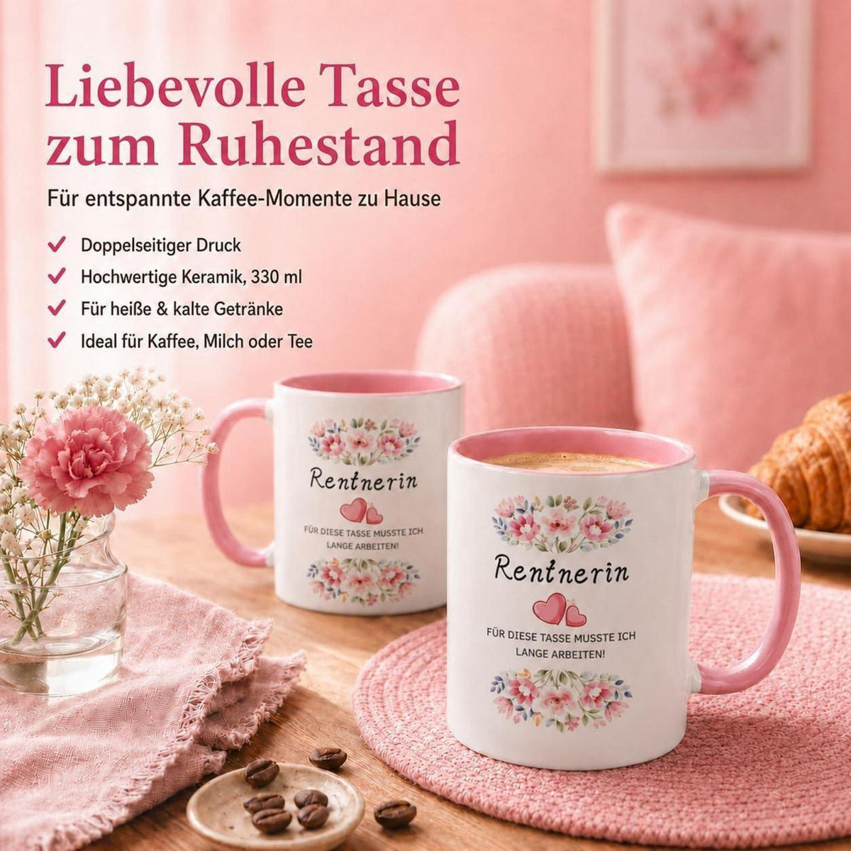 Ruhestand Geschenkset für Frau – Rosa & Gemütlich