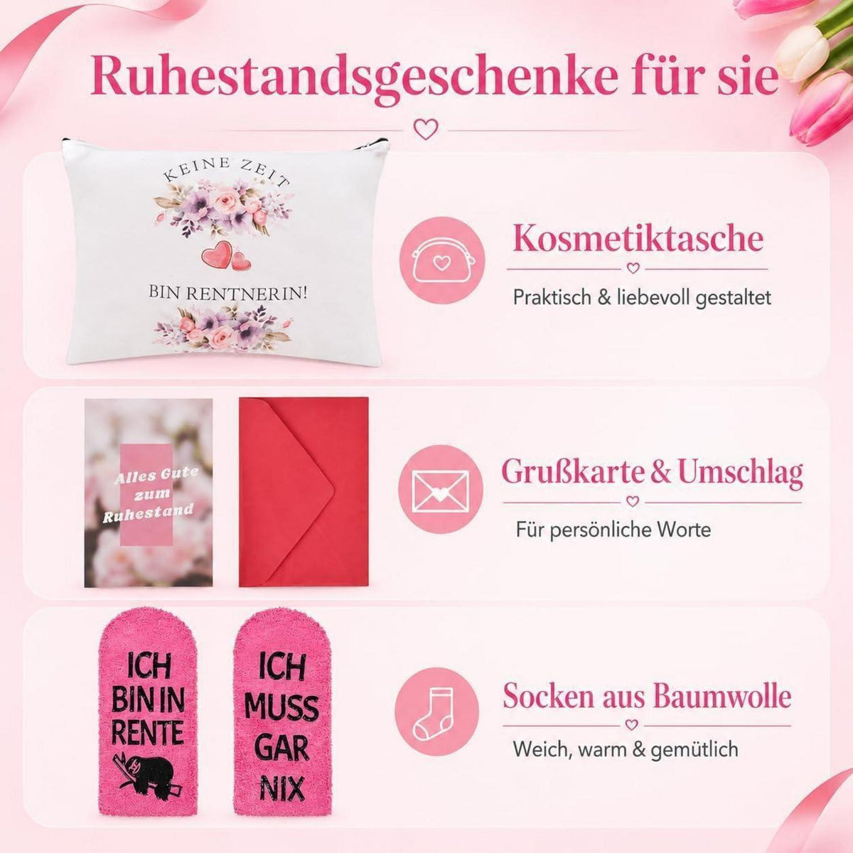 Ruhestand Geschenkset für Frau – Rosa & Gemütlich