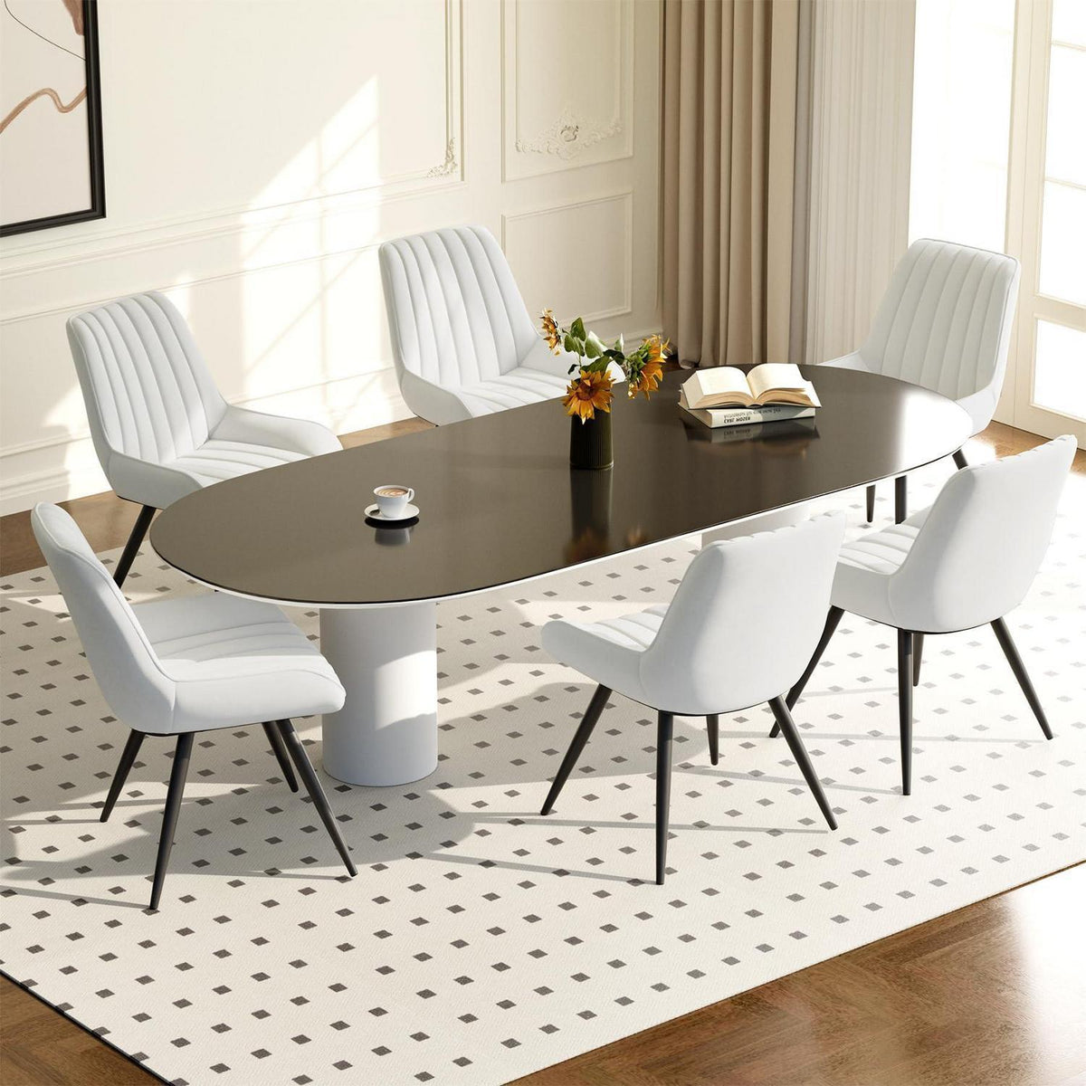 Moderner Esszimmerstuhl gepolstert – 6er Set Weiß