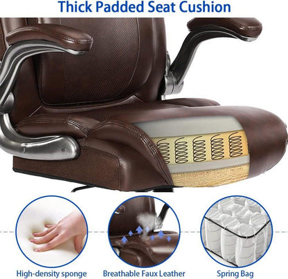 Ergonomischer Bürostuhl 180kg Leder Braun Gepolsterte Armlehnen