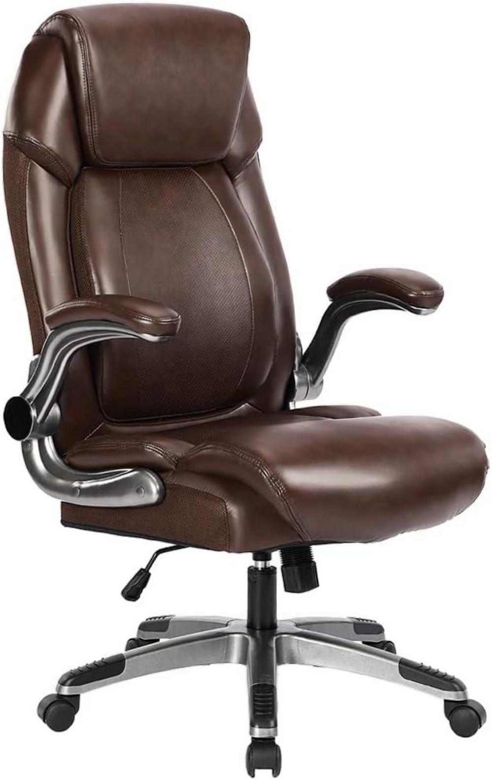 Ergonomischer Bürostuhl 180kg Braun Leder Chefsessel Drehstuhl höhenverstellbar