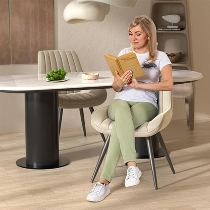 Moderner Esszimmerstuhl gepolstert – Beige, 6er Set
