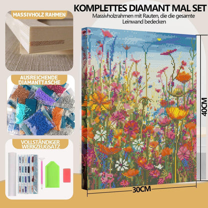 Diamant Painting Blumen 30x40cm mit Rahmen – Entspannung & Wanddeko