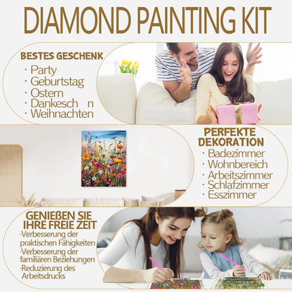 Diamant Painting Blumen 30x40cm mit Rahmen – Entspannung & Wanddeko