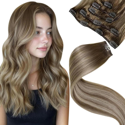 Clip-in Echthaar Extensions Ombre Blond 35cm
