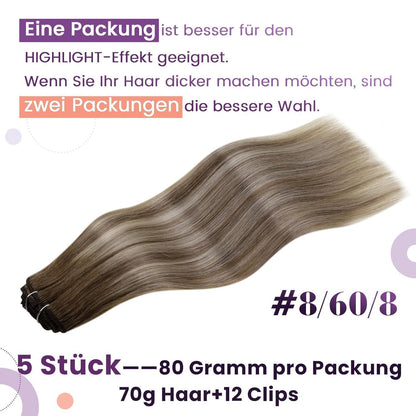 Clip-in Echthaar Extensions Ombre Blond 35cm