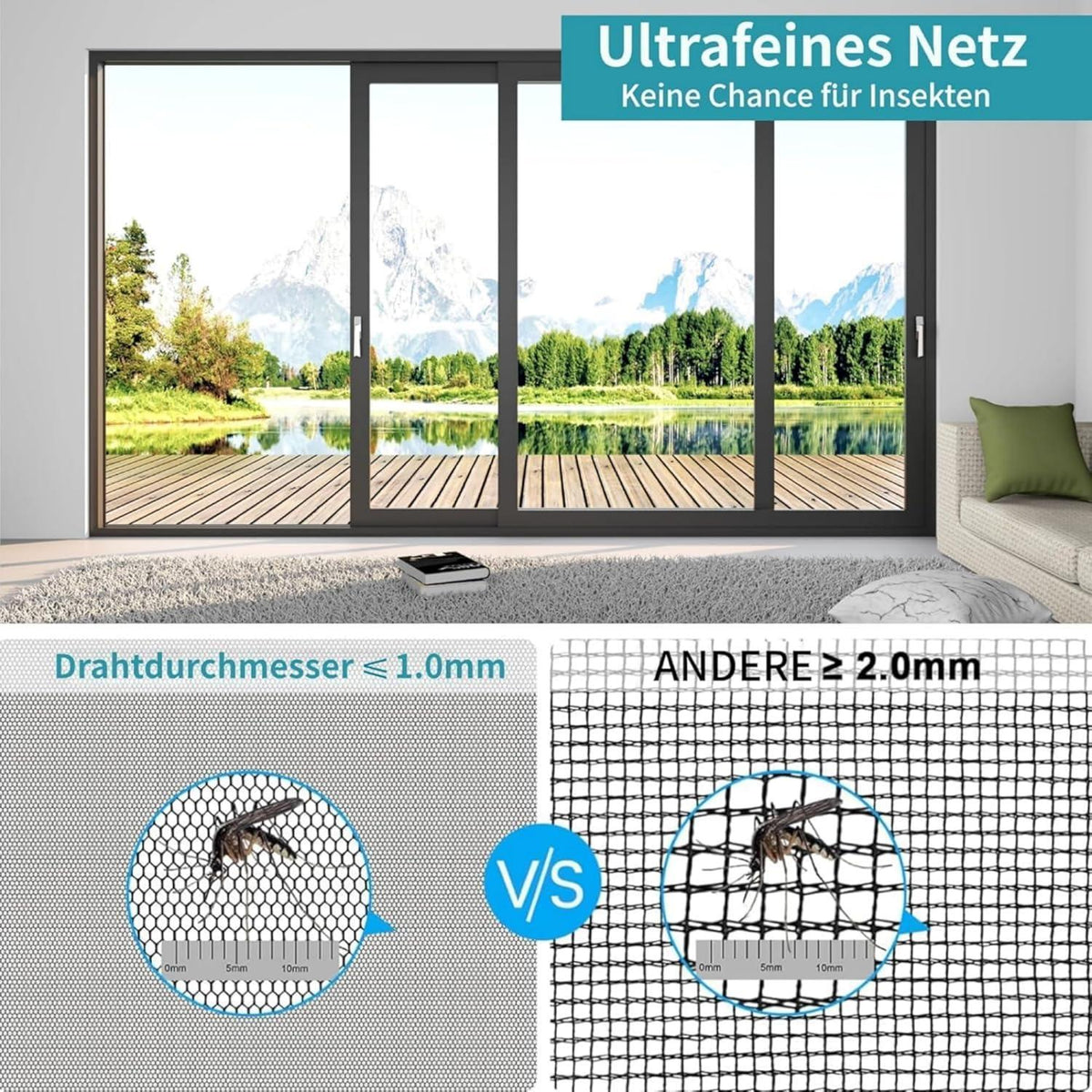 Fliegengitter Fenster 150x3000cm Edelstahl Zuschneidbar