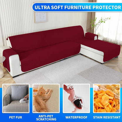 Wasserdichter Sofabezug L-Form 4 Sitzer Burgunderrot