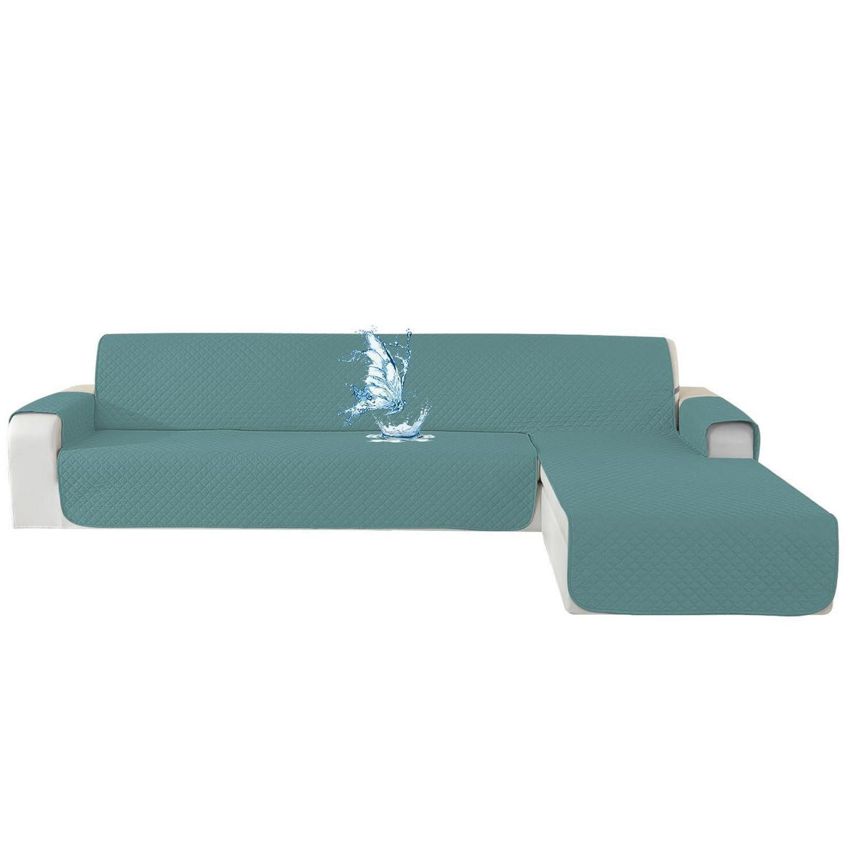 Wasserdichter Sofabezug L-Form 4 Sitzer, Hellblau