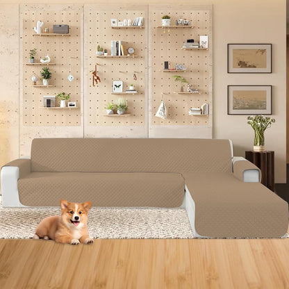 Wasserdichter Sofabezug L-Form 4 Sitzer, Ecksofa Bezug für Hunde & Katze