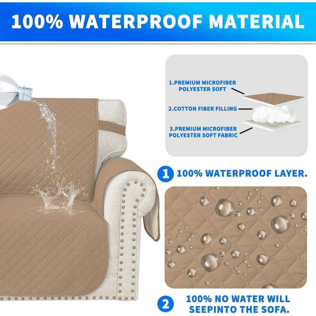 Wasserdichter Sofabezug L-Form 4 Sitzer, Ecksofa Bezug für Hunde & Katze