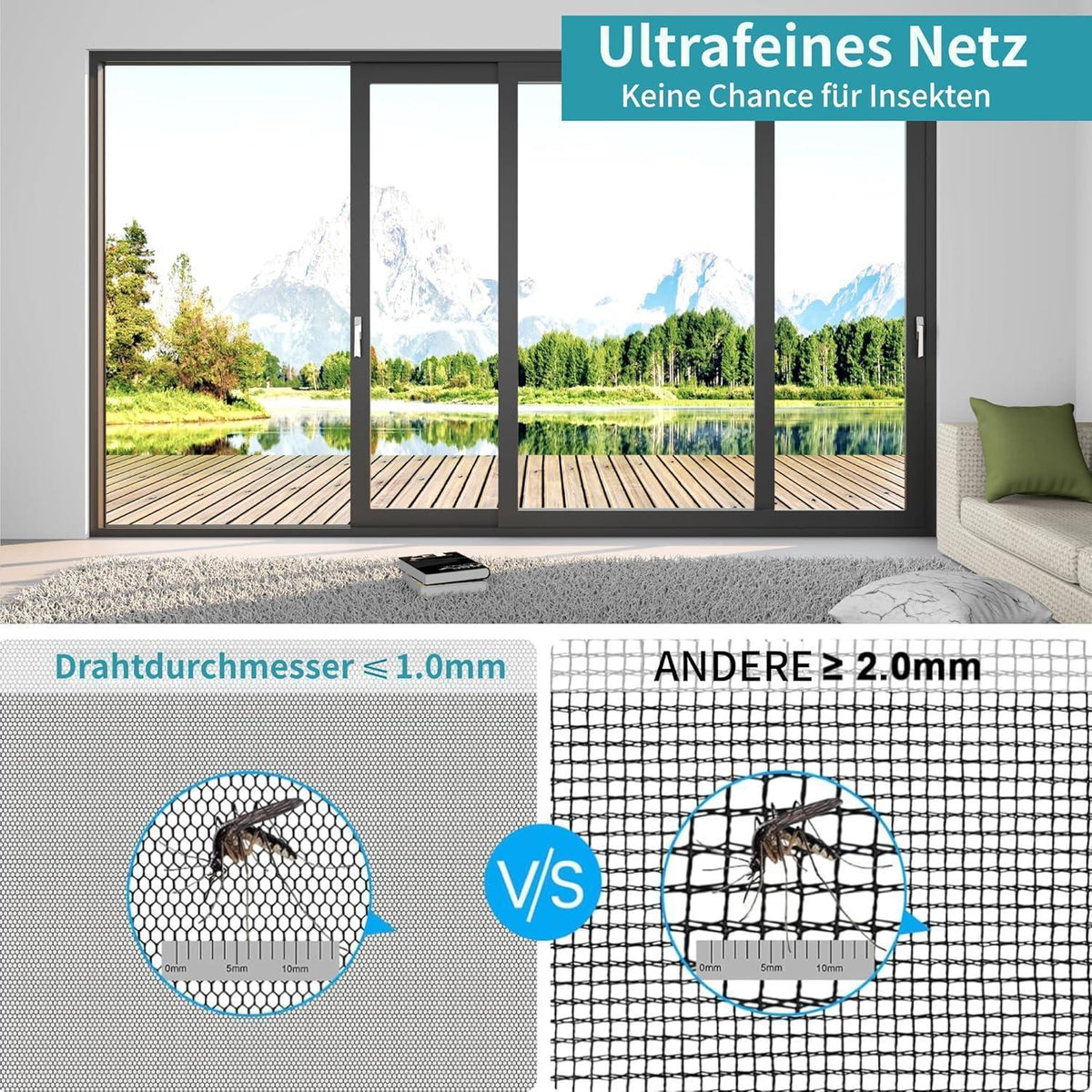 Katzenkratzfestes Fliegengitter 120x1500cm – Insektenschutznetz