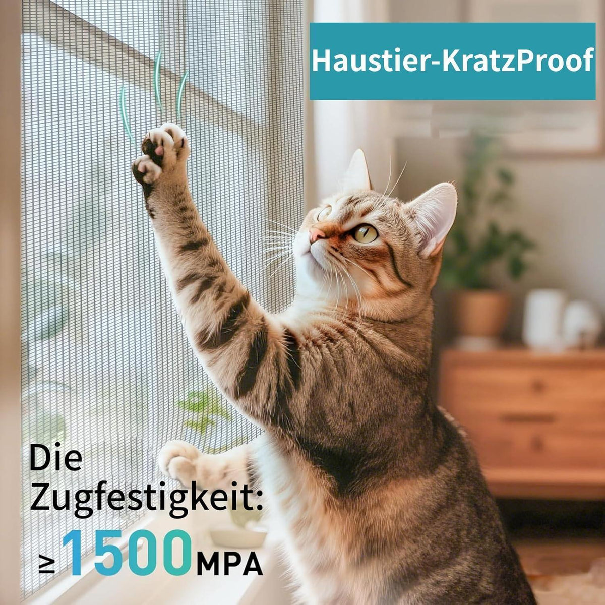 Katzenkratzfestes Fliegengitter 120x250cm – Insektenschutznetz