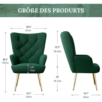 Eleganter Polsterstuhl mit Metallbeinen, Grün