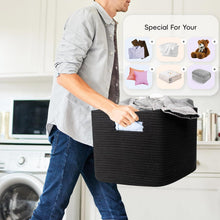 XXL Geflochtener Wäschekorb 72L – Schwarz, 56x43x30cm