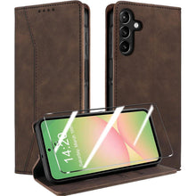 Handyhülle mit Panzerglas für Samsung A56/A36 5G, Flip Case mit RFID-Schutz in Lederoptik