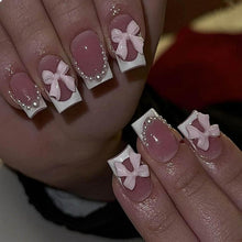 Kurze Quadratische Weiße French Tip Press on Nägel 24 Stück