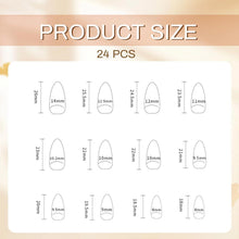 Braune Almond Press-on Nägel mit Gold Linien Designs - 24