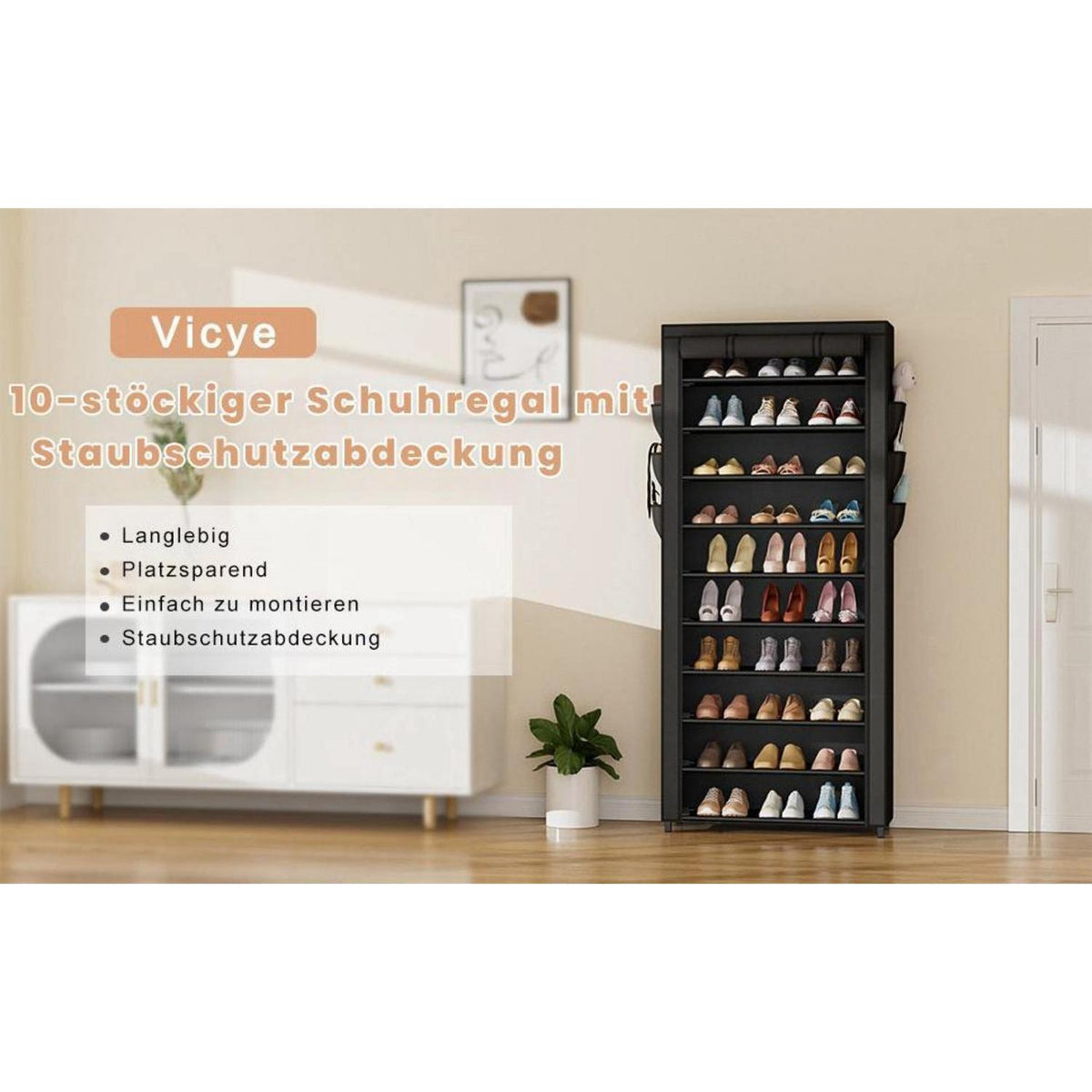 Schuhregal 11 Ebenen – Platz für 30+ Paar Schuhe & Staubsicher