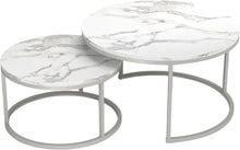 Modernes 2er-Set Couchtisch Marmor Optik Weiß Silber