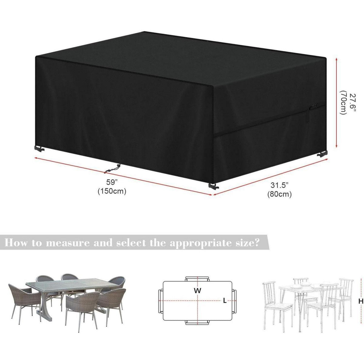 Gartenmöbel Abdeckung 150x80x70cm – UV & Wetterfest