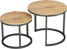Couchtisch 2er Set Beistelltisch Eiche Rund Holz Sofatisch